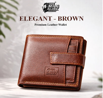 Elegant (Brown) with Extra card Holder Premium Leather Wallet - 5 Card Slots, 2 Currency Pockets, 2, ID Window, RFID Protection - Perfect Gift for Birthday, Valentine's Day, Father's Day, Brother's Day, Anniversary, Rakhi, Diwali etc