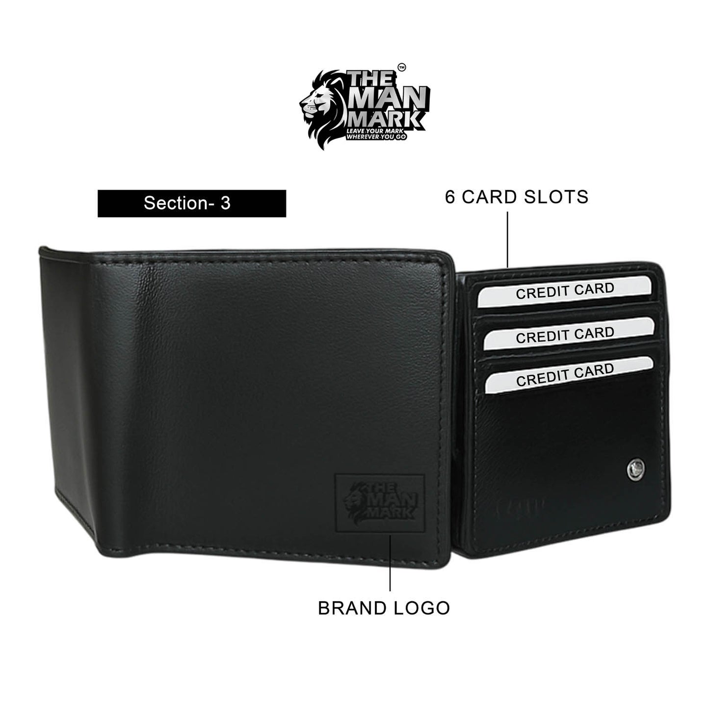 Black Sentinel Premium Leather Wallet - 6 Card Slots, 2 Currency Pockets, RFID Protection - Perfect Gift for Birthday, Valentine's Day, Father's Day, Brother's Day, Anniversary, Rakhi, Diwali etc