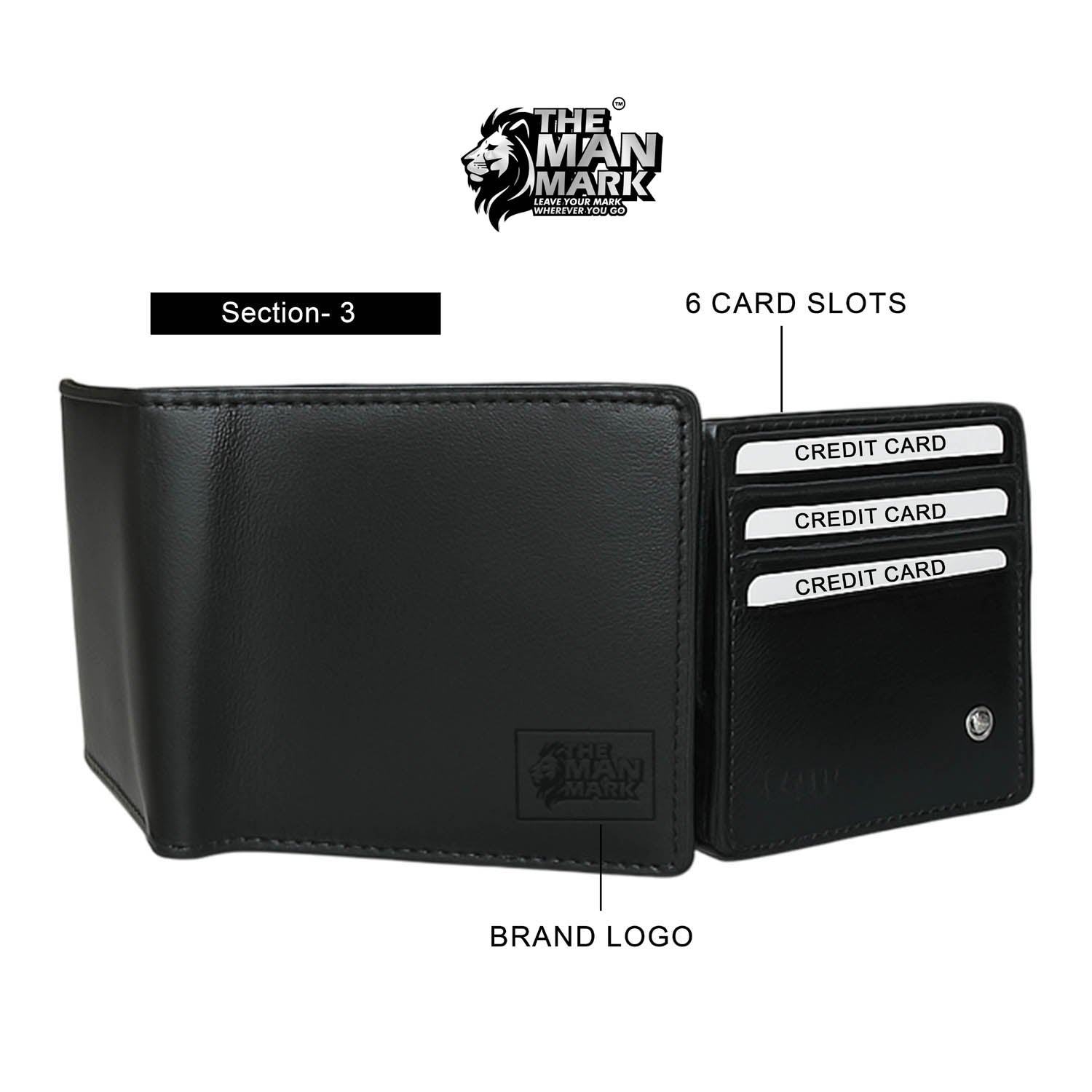 Black Sentinel Premium Leather Wallet - 6 Card Slots, 2 Currency Pockets, RFID Protection - Perfect Gift for Birthday, Valentine's Day, Father's Day, Brother's Day, Anniversary, Rakhi, Diwali etc