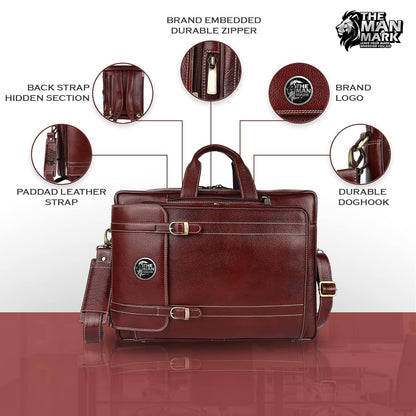 Laptop Bag for Men - Genuine Leather Office Bag - Fits upto 16 Inch LaptopMacBook - Messenger Bag