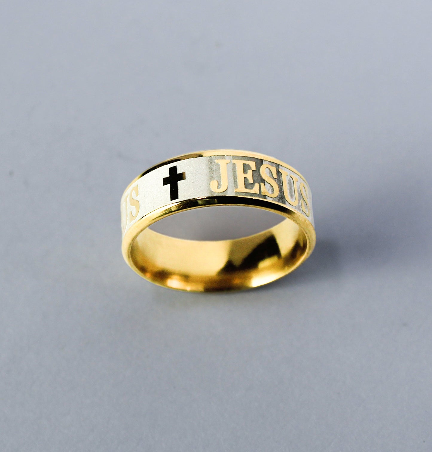 Jesus Cross Stainless Steel Ring (Gold)