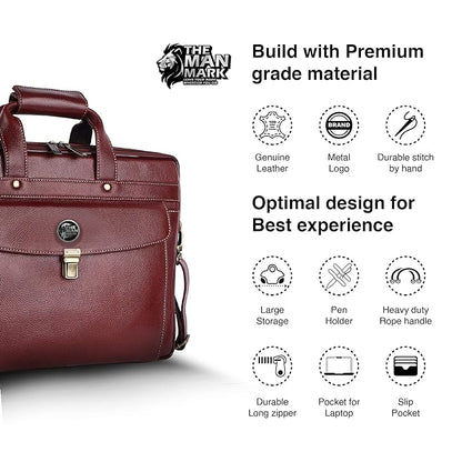 Genuine Leather Laptop Messenger Bag For Men - It Comes With 1 Year Warranty