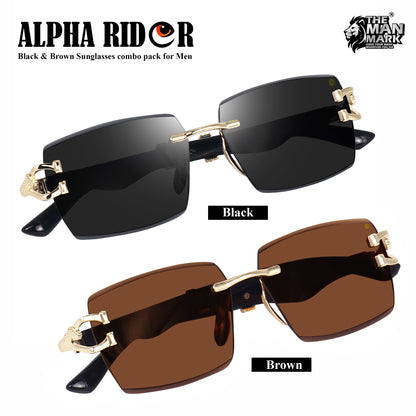 Alpha Rider Black & Brown Sunglasses Combo Pack for Men