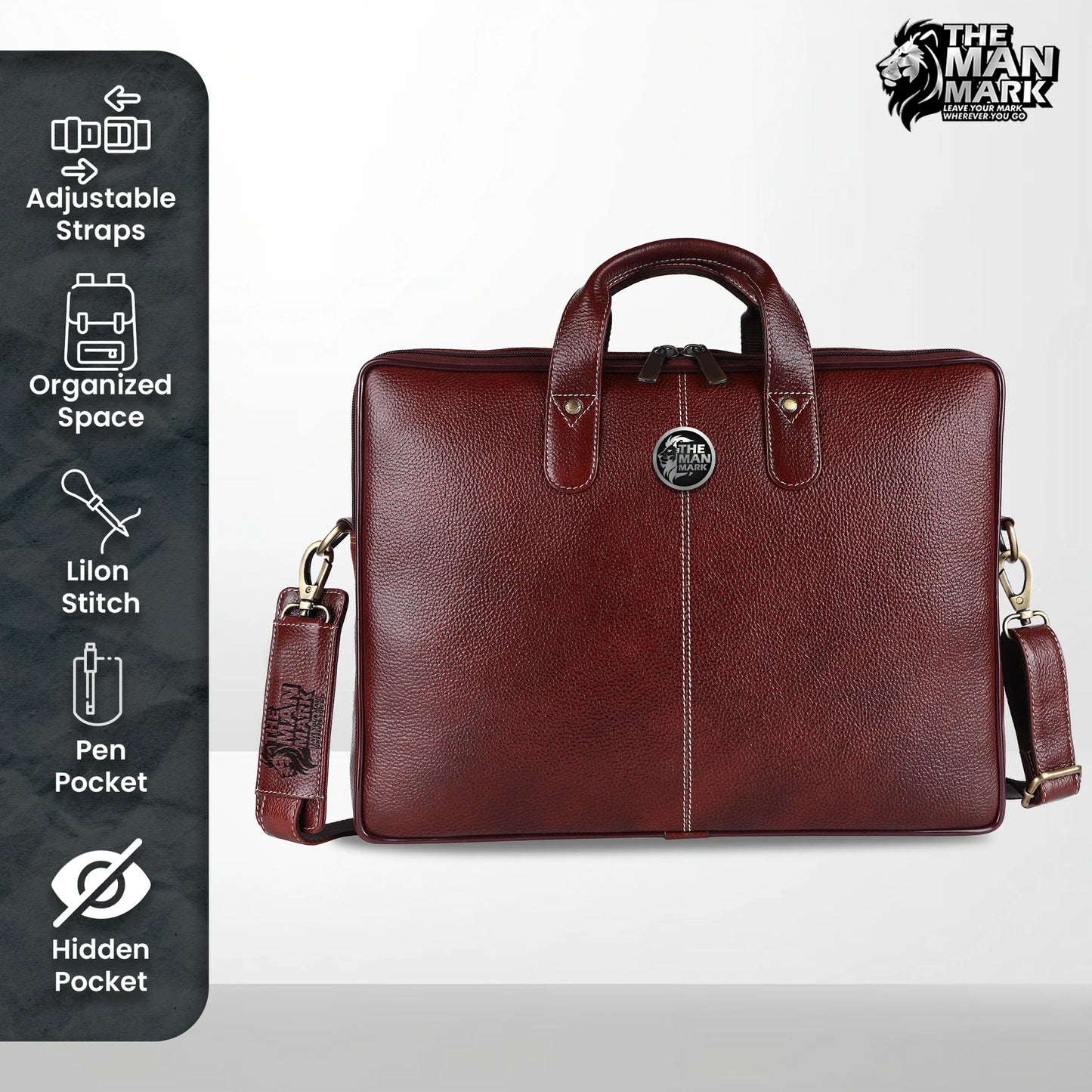 Genuine Leather Laptop Bag for Men - Office Bag - Fits Up to 14/15.6/16 Inch Laptop/MacBook