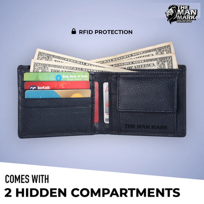 Leather Wallet for Men - RFID Protected Leather Money Bag for Men with 4 ATM Credit Debit Card Slots