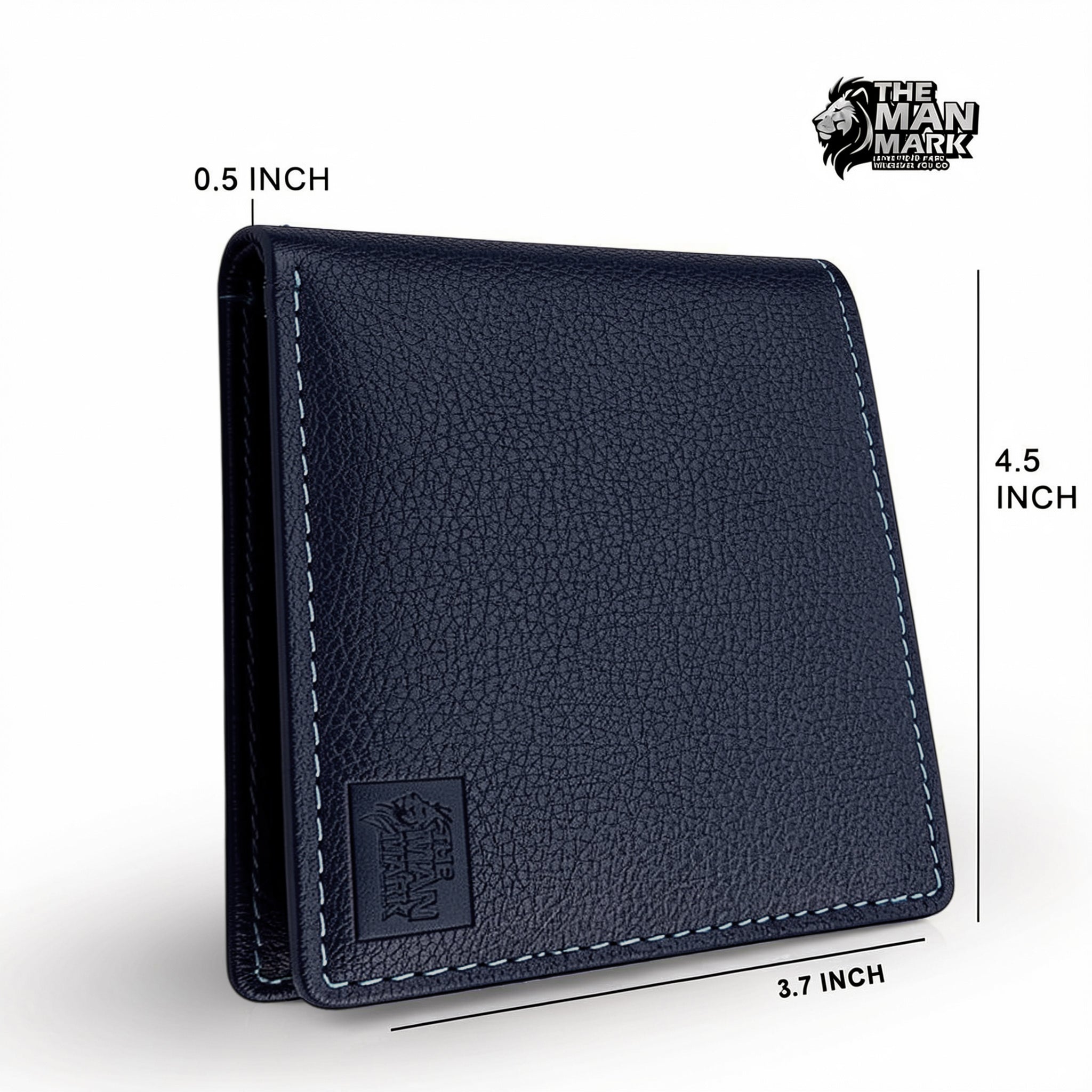 Blue Executive Mark  Premium Leather Wallet - 7 Card Slots, 2 Currency Pockets, RFID Protection - Perfect Gift for Birthday, Valentine's Day, Father's Day, Brother's Day, Anniversary, Rakhi, Diwali etc