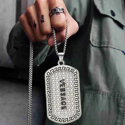 Necklaces Men Metal Silver Pendant Army Dog tag