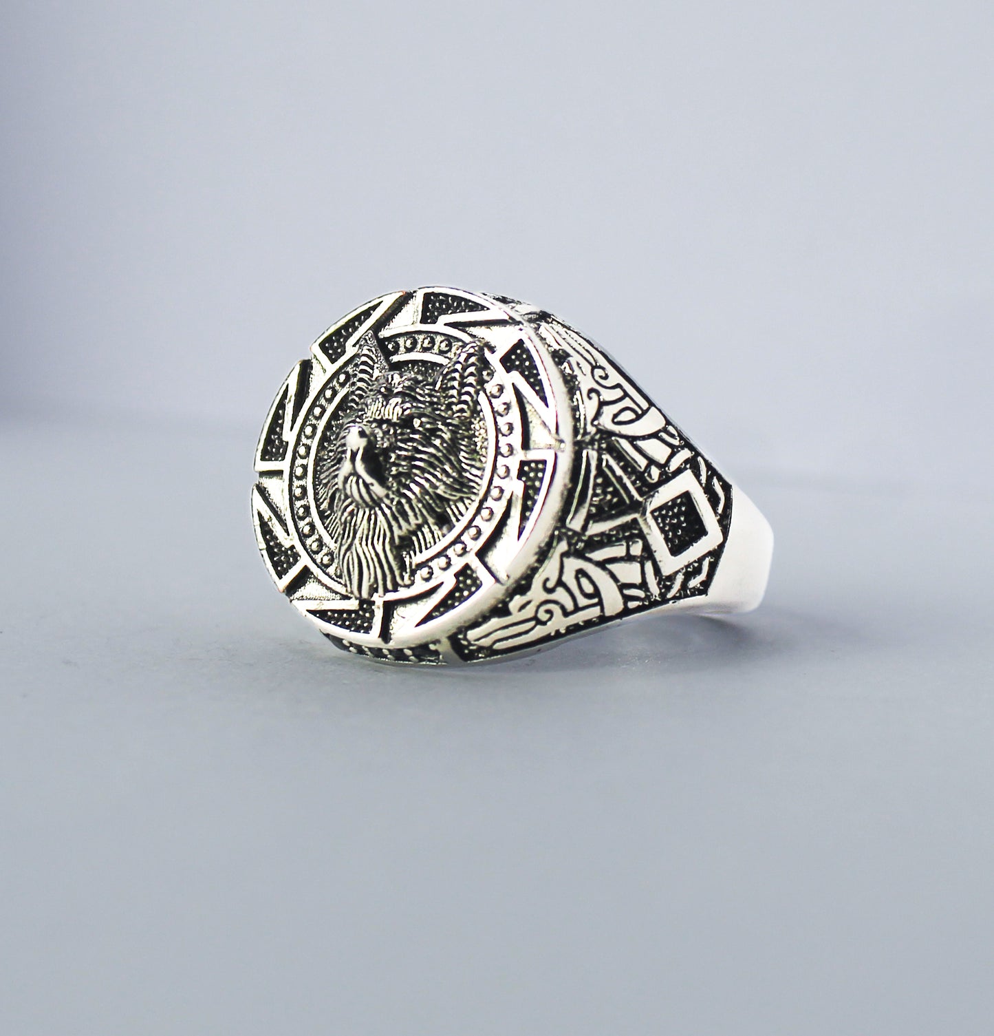 VIKING WARRIOR WOLF SILVER - COPPER Ring for Men & Boys