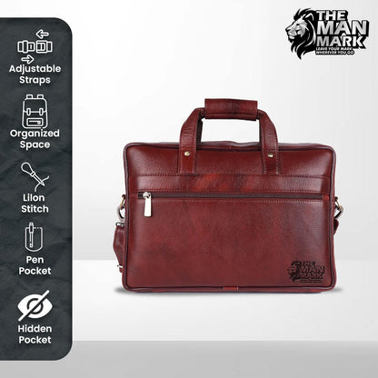 Genuine Leather Office Bag for Men - Laptop Bag - Fits Upto 16 Inch Laptop/MacBook - 1 Year Warranty