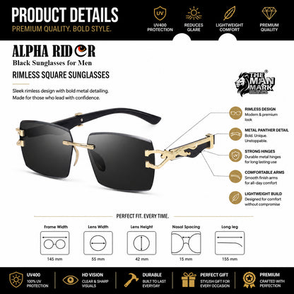 Black Sentinel Wallet, Alpha Rider Black Sunglasses & Professional Edge Black Belt – Premium Gift Combo for Men