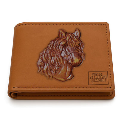 Golden Mustang Premium Leather Wallet - 4 Card Slots, 2 Currency Pockets, RFID Protection - Perfect Gift for Birthday, Valentine's Day, Father's Day, Brother's Day, Anniversary, Rakhi, Diwali etc