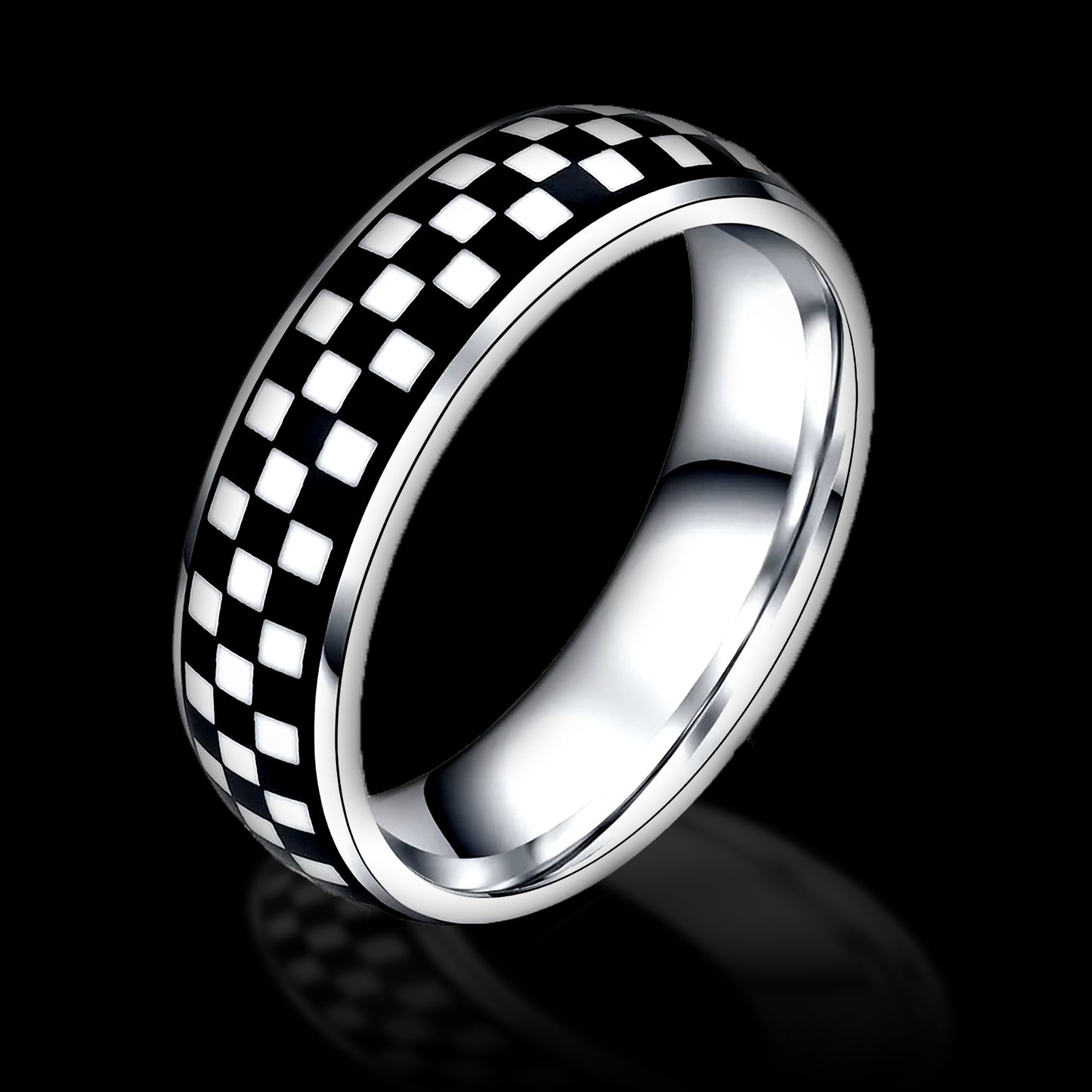 Tungsten Carbide Men's Black Plated Wedding Ring with Laser Etched Tribal Design