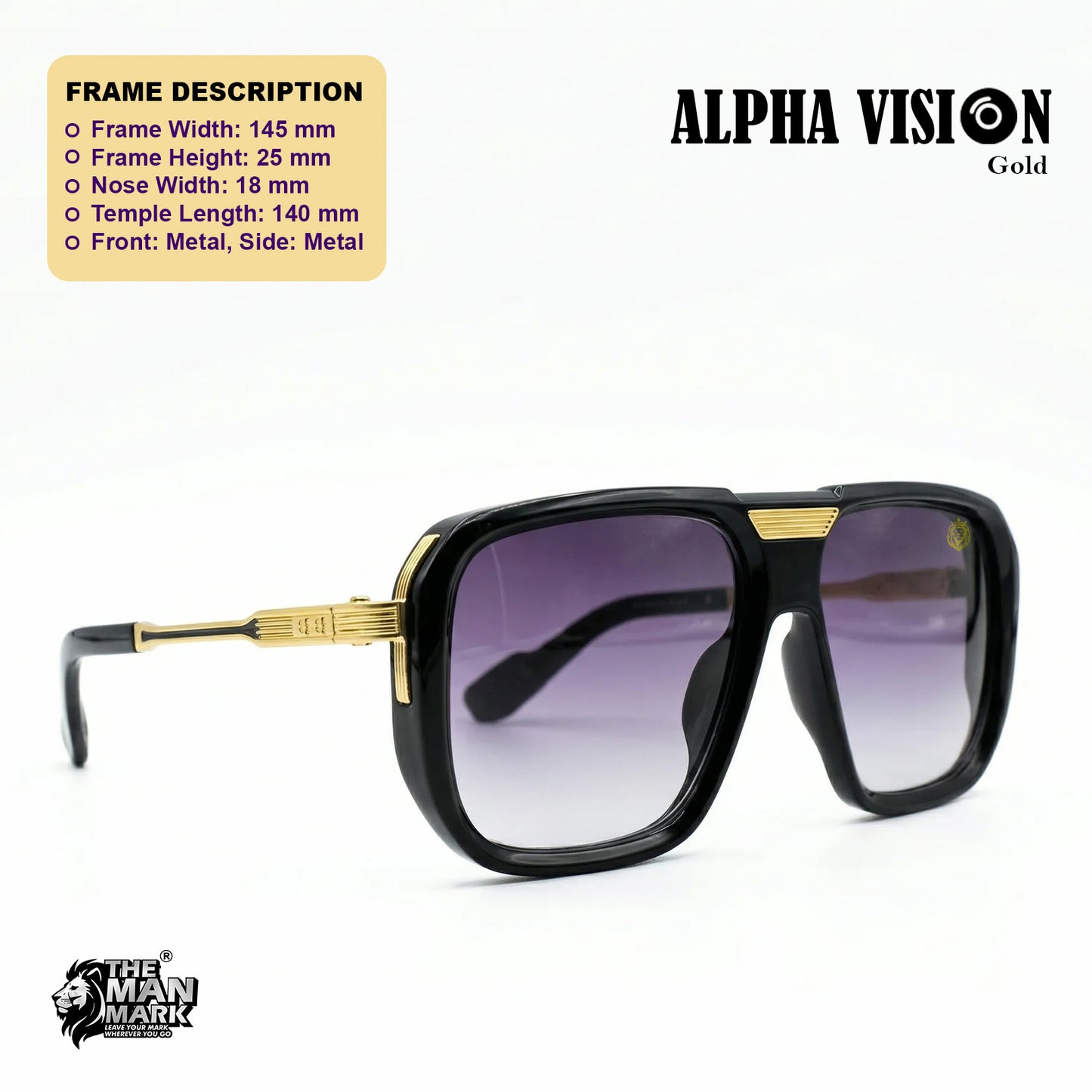 Alpha Vision Sunglasses for Men – Gold & Grey Color Combo Pack | UV400 Protection | Premium Square Frame | Lightweight Stylish Eyewear