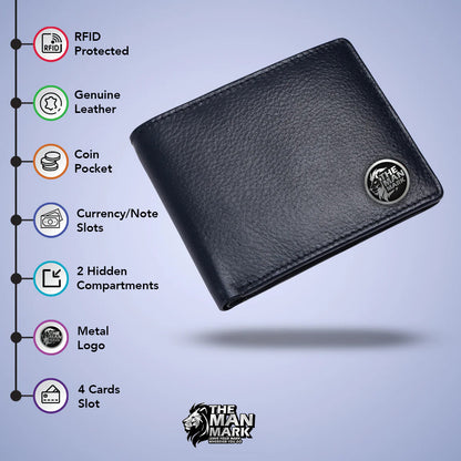 Leather Wallet for Men - RFID Protected Leather Money Bag for Men with 4 ATM Credit Debit Card Slots