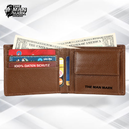 Original Leather Wallet for Men - RFID Protected - 5 Card Slots - Gift for Valentine's Day, Father’s Day