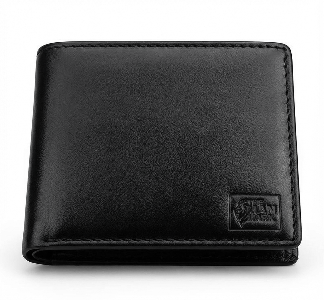 Black Executive Mark  Premium Leather Wallet - 7 Card Slots, 2 Currency Pockets, RFID Protection - Perfect Gift for Birthday, Valentine's Day, Father's Day, Brother's Day, Anniversary, Rakhi, Diwali etc