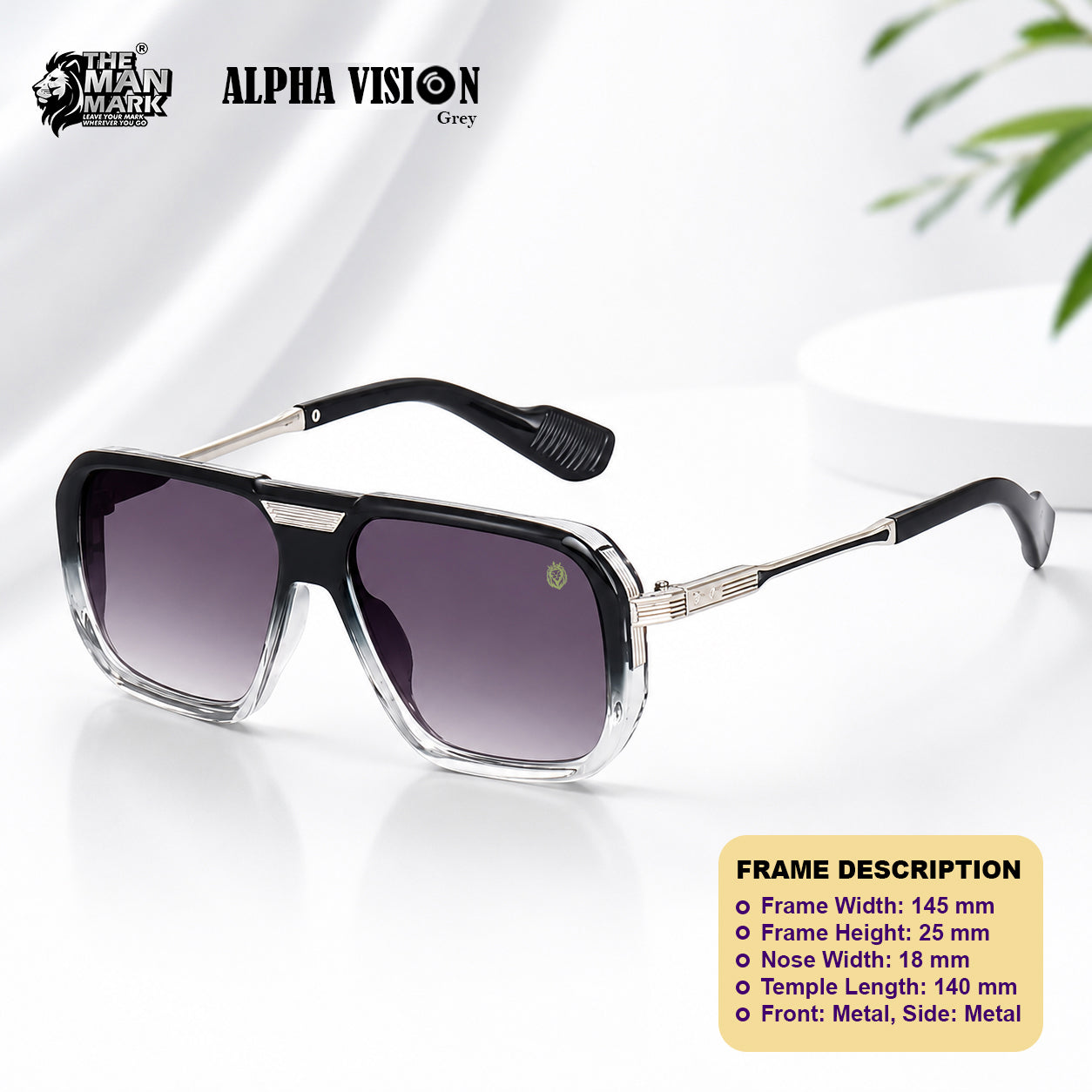 Alpha Vision Sunglasses for Men – Gold & Grey Color Combo Pack | UV400 Protection | Premium Square Frame | Lightweight Stylish Eyewear