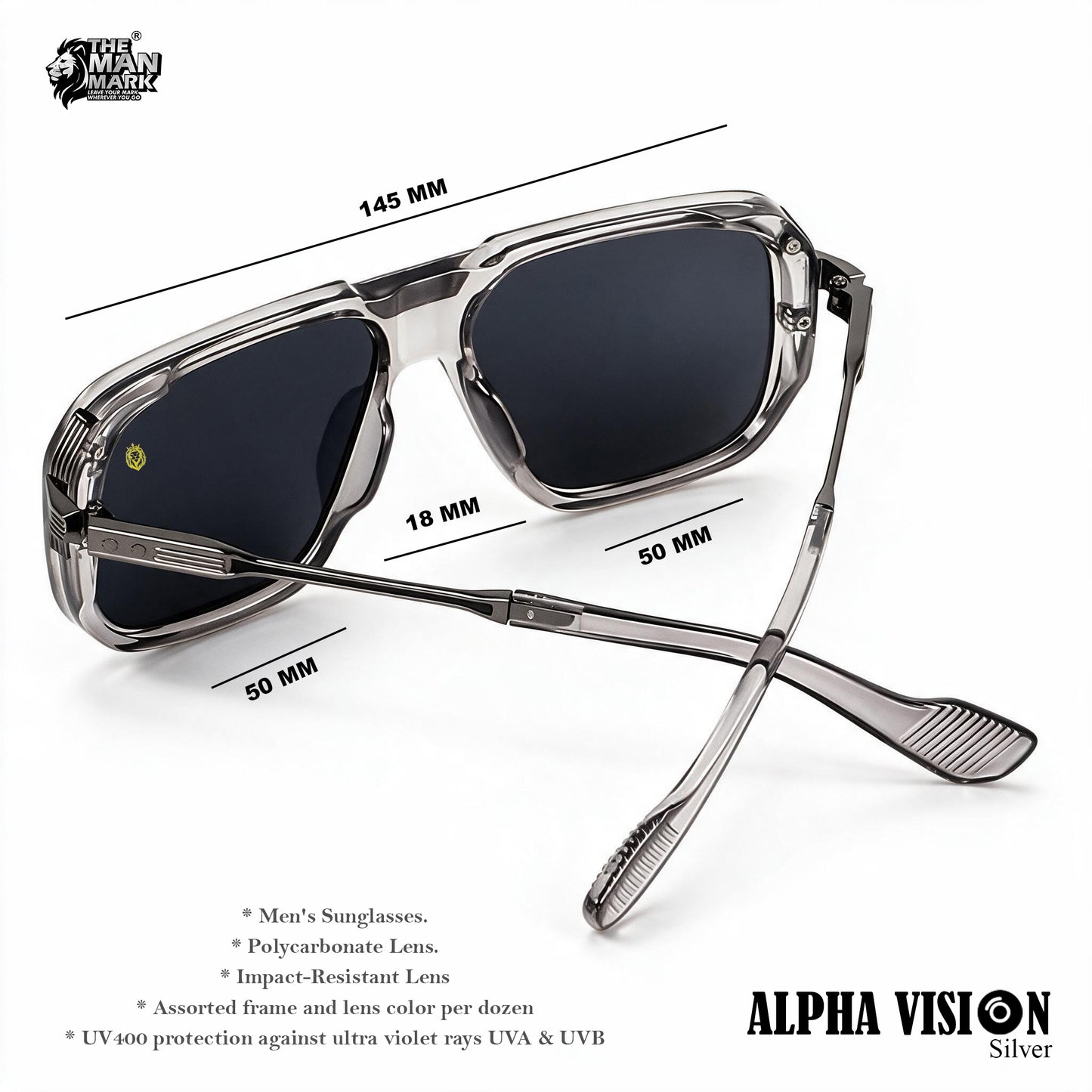 Alpha Vision Sunglasses for Men – Silver & Gold Color Combo Pack | UV400 Protection | Premium Square Frame | Stylish & Lightweight Eyewear
