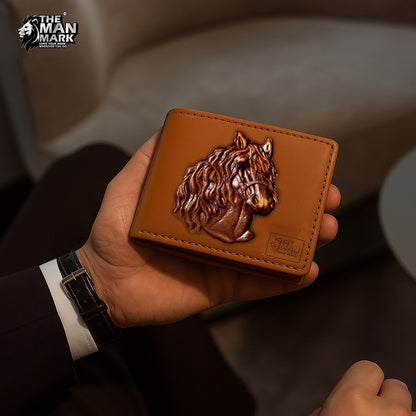 Golden Mustang Premium Leather Wallet - 4 Card Slots, 2 Currency Pockets, RFID Protection - Perfect Gift for Birthday, Valentine's Day, Father's Day, Brother's Day, Anniversary, Rakhi, Diwali etc
