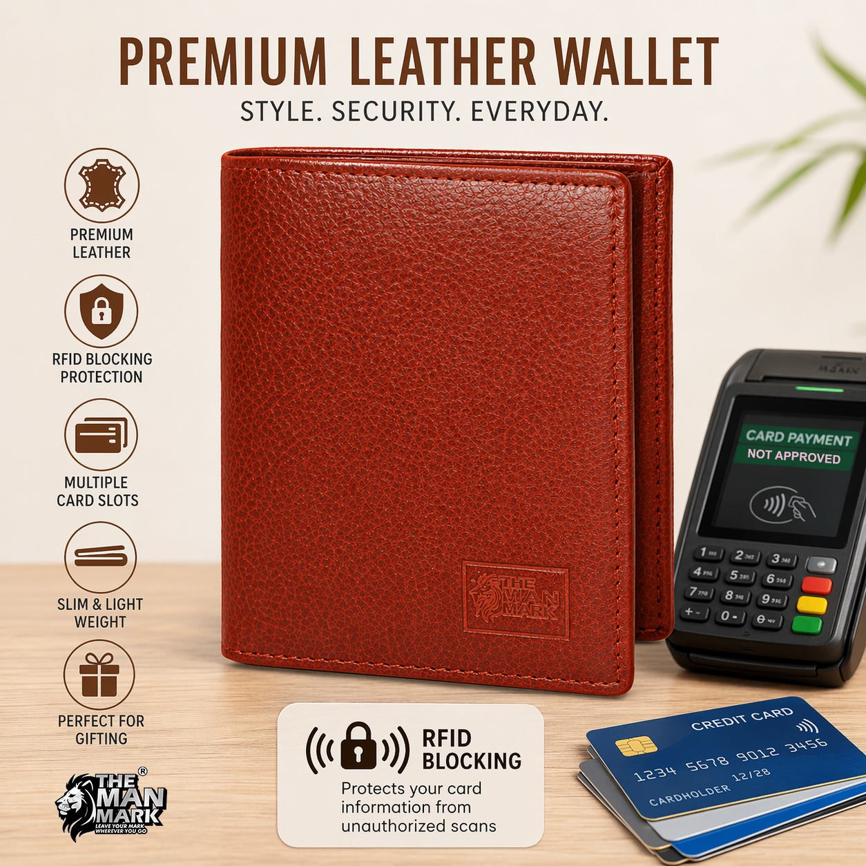 TRI - Fold (Brown) Premium Leather Wallet for Men - 11 Card Slots, 2 Currency Pockets, 1 ID Window, RFID Protection - Perfect Gift for Birthday, Valentine's Day, Father's Day, Brother's Day, Anniversary, Rakhi, Diwali etc