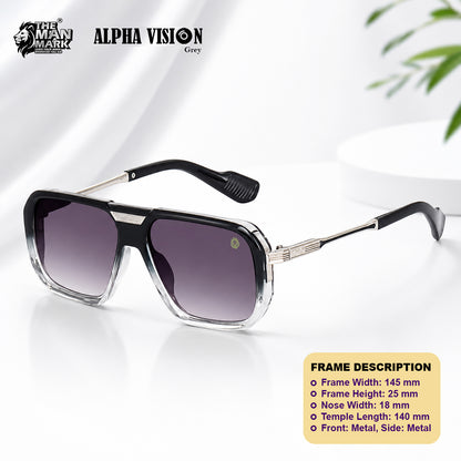 Alpha Vision Sunglasses for Men, Black & Grey Combo Pack | UV400 Protection | Impact Resistant | Lightweight & Comfortable | Premium Square Frame | 2 Pair Combo