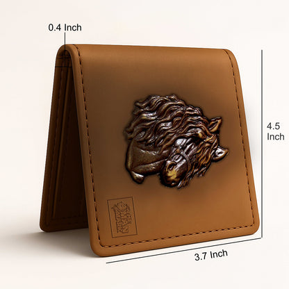 Golden Mustang Premium Leather Wallet - 4 Card Slots, 2 Currency Pockets, RFID Protection - Perfect Gift for Birthday, Valentine's Day, Father's Day, Brother's Day, Anniversary, Rakhi, Diwali etc