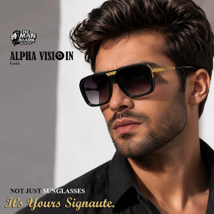 Alpha Vision Sunglasses for Men – Gold & Grey Color Combo Pack | UV400 Protection | Premium Square Frame | Lightweight Stylish Eyewear