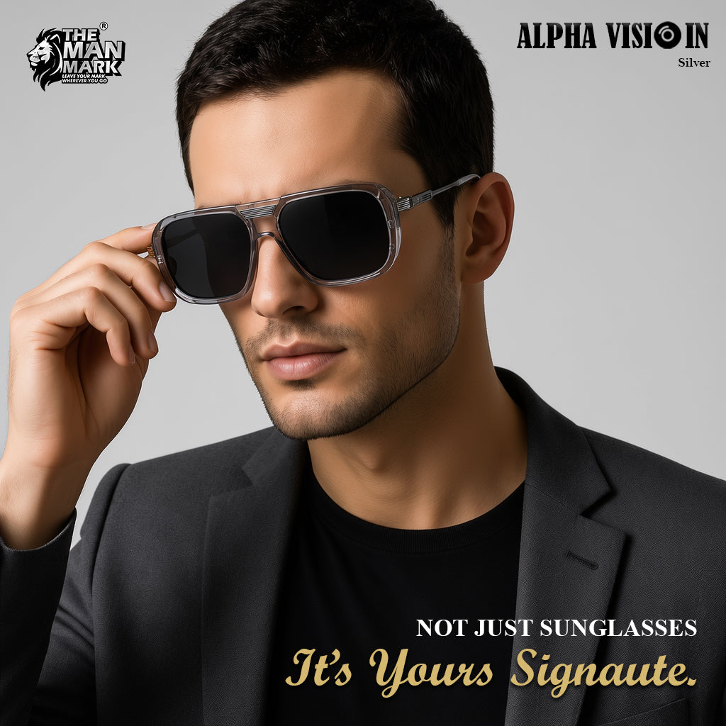 Alpha Vision Sunglasses for Men – Silver & Gold Color Combo Pack | UV400 Protection | Premium Square Frame | Stylish & Lightweight Eyewear