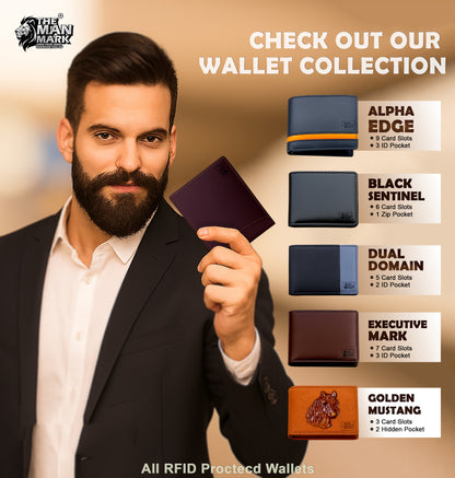 Classic Trio (Brown) Pu Leather Wallet- 3 Card Slots, 2 Currency Pockets, 2 ID Window, RFID Protection - Perfect Gift for Birthday, Valentine's Day, Father's Day, Brother's Day, Anniversary, Rakhi, Diwali etc.