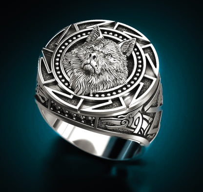 VIKING WARRIOR WOLF SILVER - COPPER Ring for Men & Boys