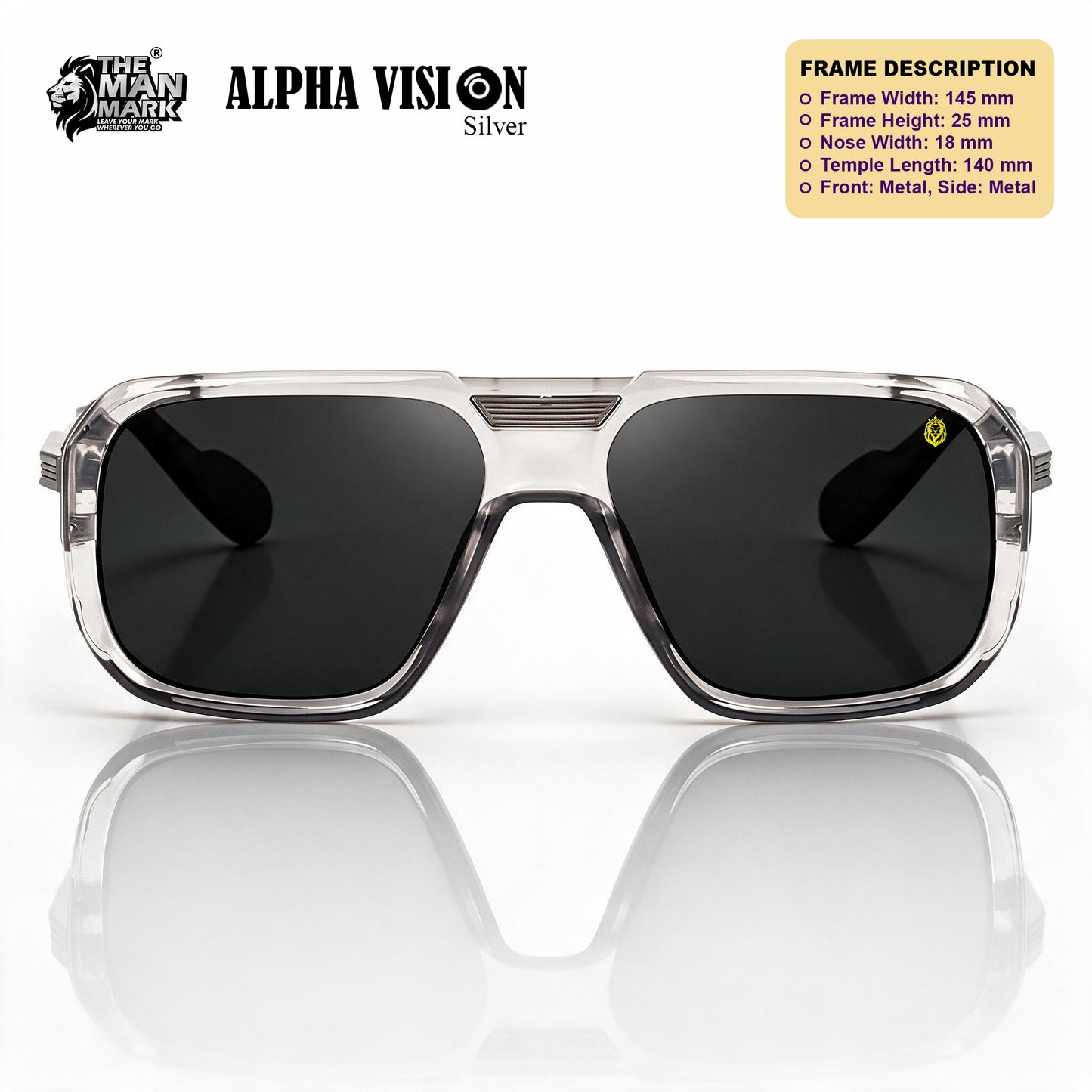 Alpha Vision Sunglasses for Men – Silver & Grey Color Combo Pack | UV400 Protection | Premium Square Frame | Lightweight Stylish Eyewear