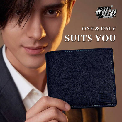 Blue Executive Mark  Premium Leather Wallet - 7 Card Slots, 2 Currency Pockets, RFID Protection - Perfect Gift for Birthday, Valentine's Day, Father's Day, Brother's Day, Anniversary, Rakhi, Diwali etc
