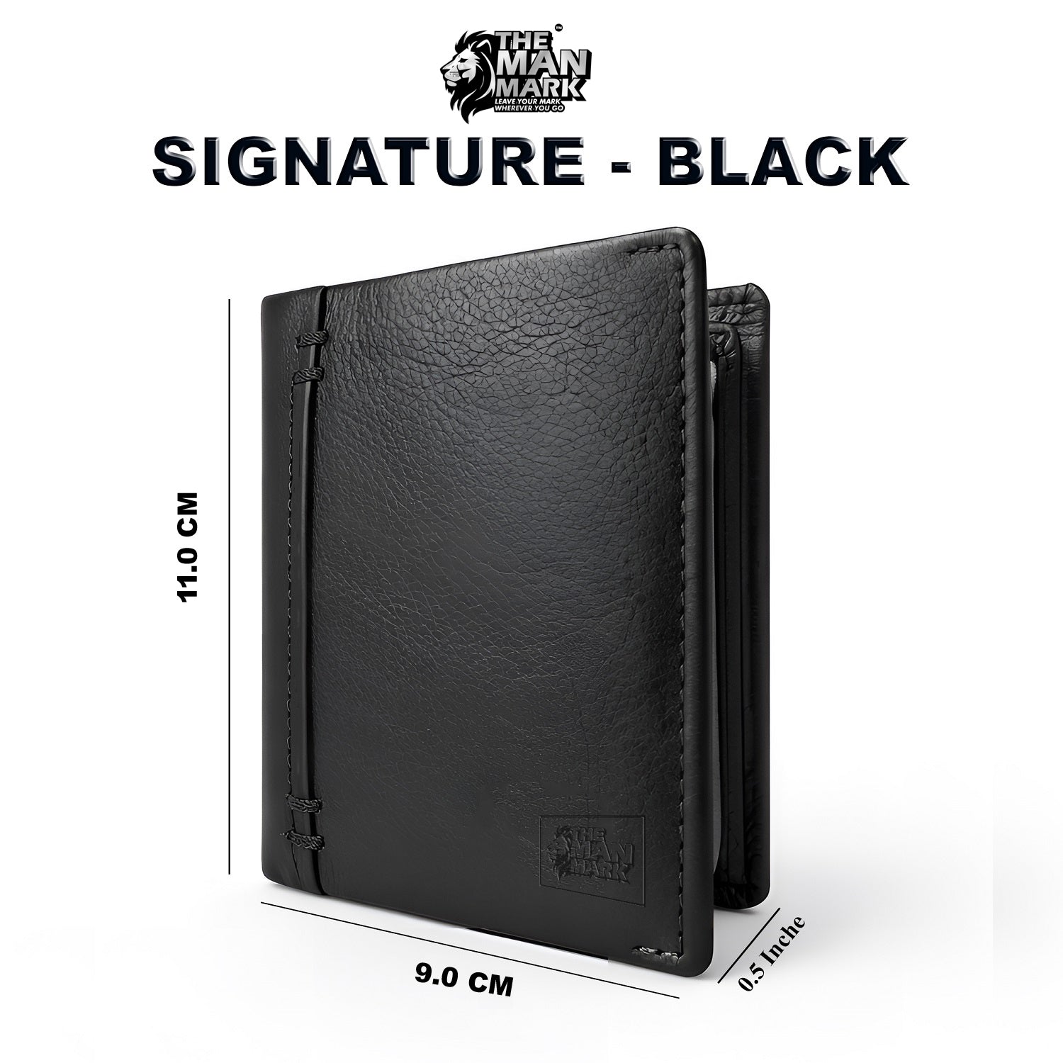 Signature (Black) Premium Leather Wallet - 17 Card Slots, 2 Currency Pockets, RFID Protection - Perfect Gift for Birthday, Valentine's Day, Father's Day, Brother's Day, Anniversary, Rakhi, Diwali etc