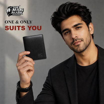 TRI - Fold (Black) Premium Leather Wallet for Men - 11 Card Slots, 2 Currency Pockets, 1 ID Window, RFID Protection - Perfect Gift for Birthday, Valentine's Day, Father's Day, Brother's Day, Anniversary, Rakhi, Diwali etc