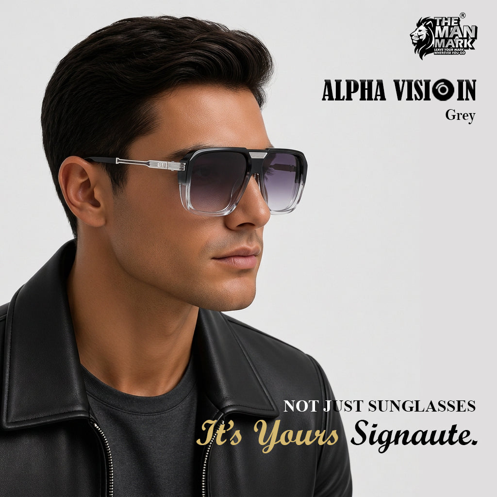 Alpha Vision Sunglasses for Men, Black & Grey Combo Pack | UV400 Protection | Impact Resistant | Lightweight & Comfortable | Premium Square Frame | 2 Pair Combo