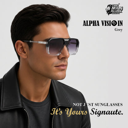Alpha Vision Sunglasses for Men, Black & Grey Combo Pack | UV400 Protection | Impact Resistant | Lightweight & Comfortable | Premium Square Frame | 2 Pair Combo