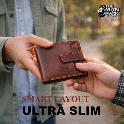 Elegant (Brown) with Extra card Holder Premium Leather Wallet - 5 Card Slots, 2 Currency Pockets, 2, ID Window, RFID Protection - Perfect Gift for Birthday, Valentine's Day, Father's Day, Brother's Day, Anniversary, Rakhi, Diwali etc