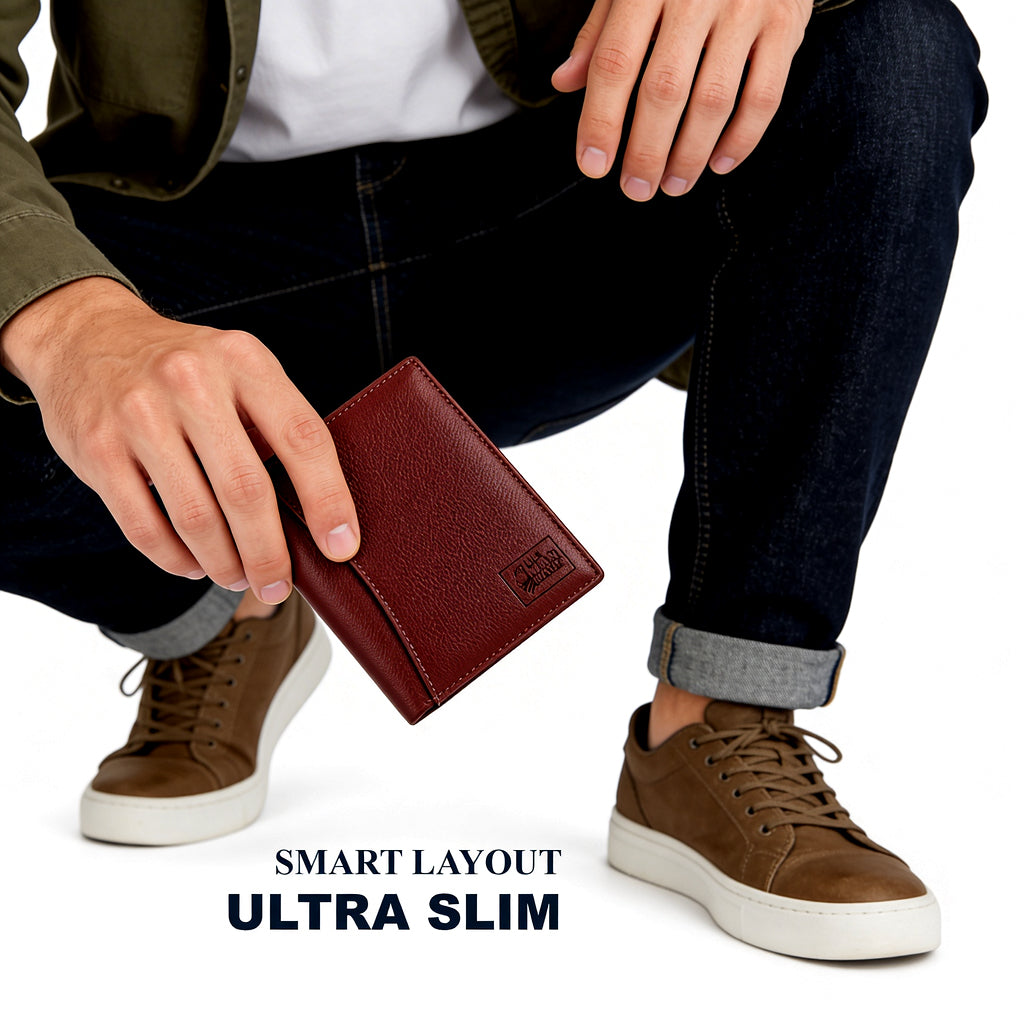 Elite (Brown) Premium Leather Wallet - 8 Card Slots, 2 Currency Pockets, 2, ID Window, RFID Protection - Perfect Gift for Birthday, Valentine's Day, Father's Day, Brother's Day, Anniversary, Rakhi, Diwali etc
