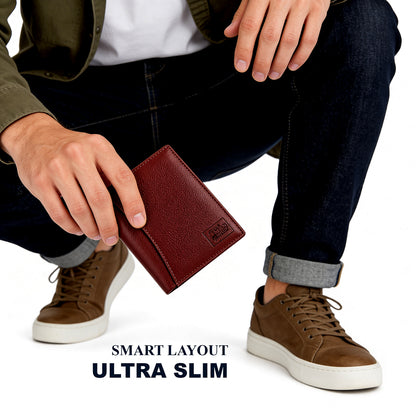 Elite (Brown) Premium Leather Wallet - 8 Card Slots, 2 Currency Pockets, 2, ID Window, RFID Protection - Perfect Gift for Birthday, Valentine's Day, Father's Day, Brother's Day, Anniversary, Rakhi, Diwali etc