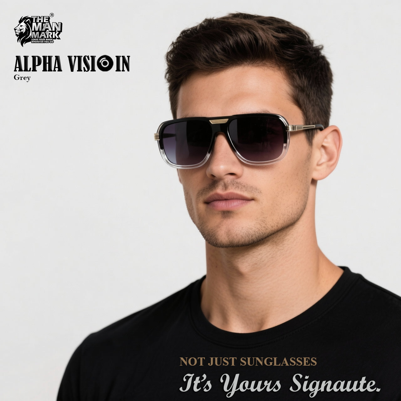 Alpha Vision Sunglasses for Men – Gold & Grey Color Combo Pack | UV400 Protection | Premium Square Frame | Lightweight Stylish Eyewear