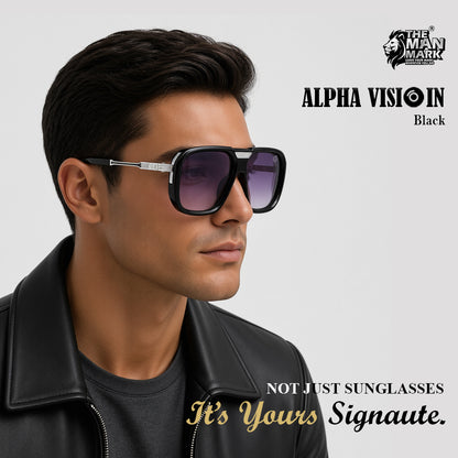 Alpha Vision Sunglasses for Men, Black & Grey Combo Pack | UV400 Protection | Impact Resistant | Lightweight & Comfortable | Premium Square Frame | 2 Pair Combo