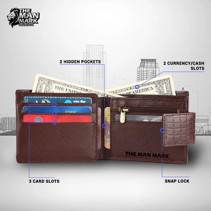 RFID Protected Genuine Leather Wallet for Mens - 7 Card Slots, Zipper Coin Pocket - Gift for Him on Any Occasion