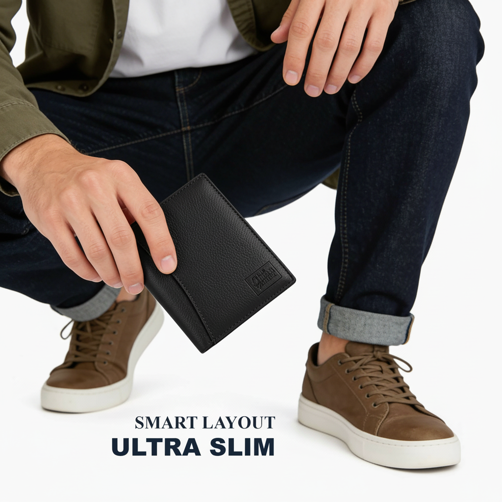 Elite (Black) Premium Leather Wallet - 8 Card Slots, 2 Currency Pockets, 2, ID Window, RFID Protection - Perfect Gift for Birthday, Valentine's Day, Father's Day, Brother's Day, Anniversary, Rakhi, Diwali etc