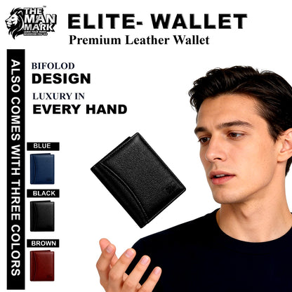 Elite (Black) Premium Leather Wallet - 8 Card Slots, 2 Currency Pockets, 2, ID Window, RFID Protection - Perfect Gift for Birthday, Valentine's Day, Father's Day, Brother's Day, Anniversary, Rakhi, Diwali etc