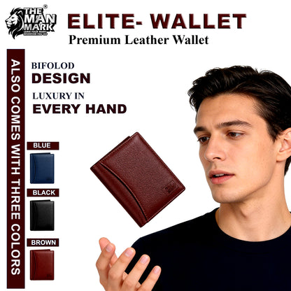 Elite (Brown) Premium Leather Wallet - 8 Card Slots, 2 Currency Pockets, 2, ID Window, RFID Protection - Perfect Gift for Birthday, Valentine's Day, Father's Day, Brother's Day, Anniversary, Rakhi, Diwali etc