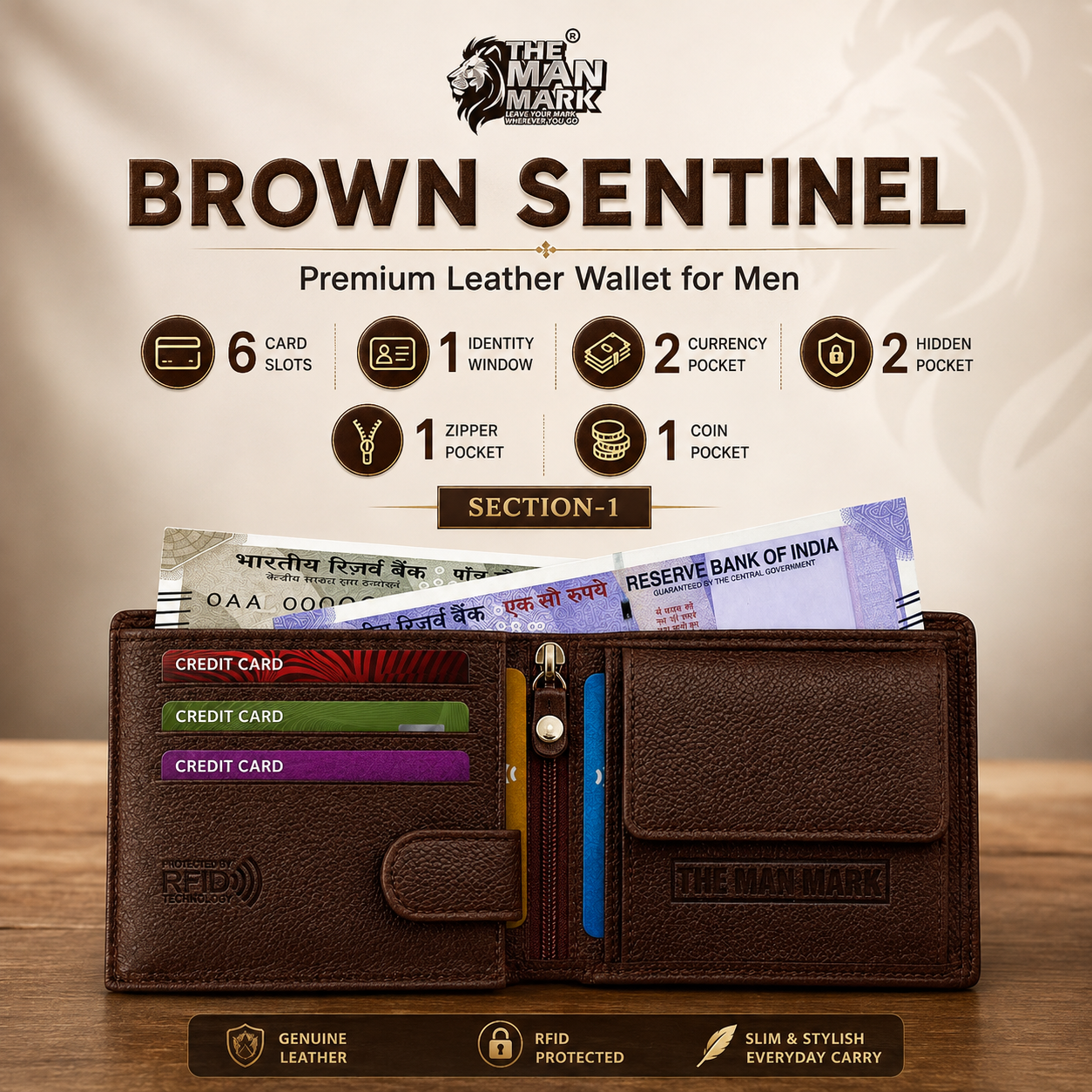 Brown Sentinel Wallet, Alpha Rider Brown Sunglasses & Professional Edge Brown Belt – Premium Gift Combo for Men