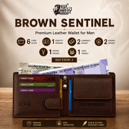 Brown Sentinel Wallet, Alpha Rider Brown Sunglasses & Professional Edge Brown Belt – Premium Gift Combo for Men