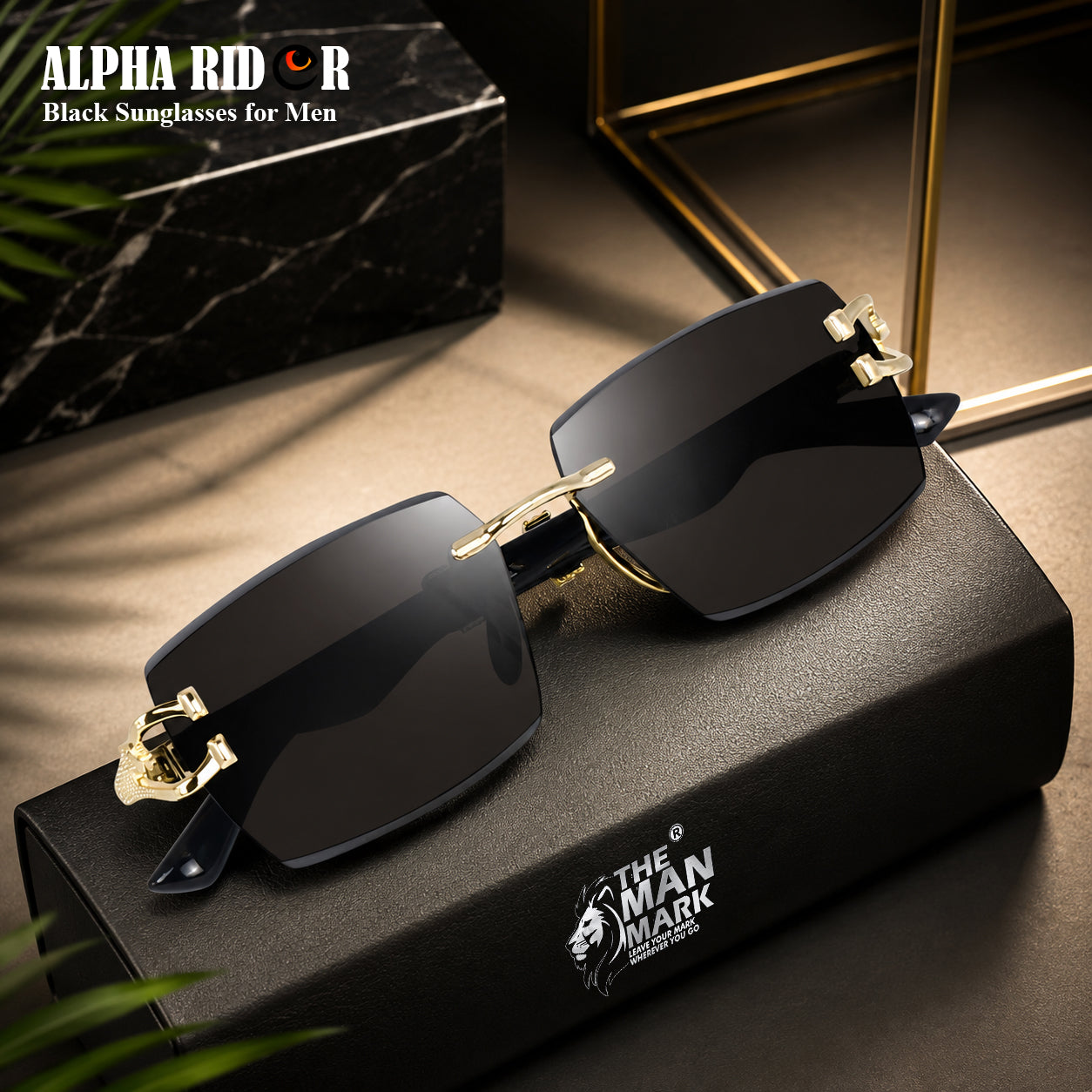 Alpha Rider Rimless Square Sunglasses
