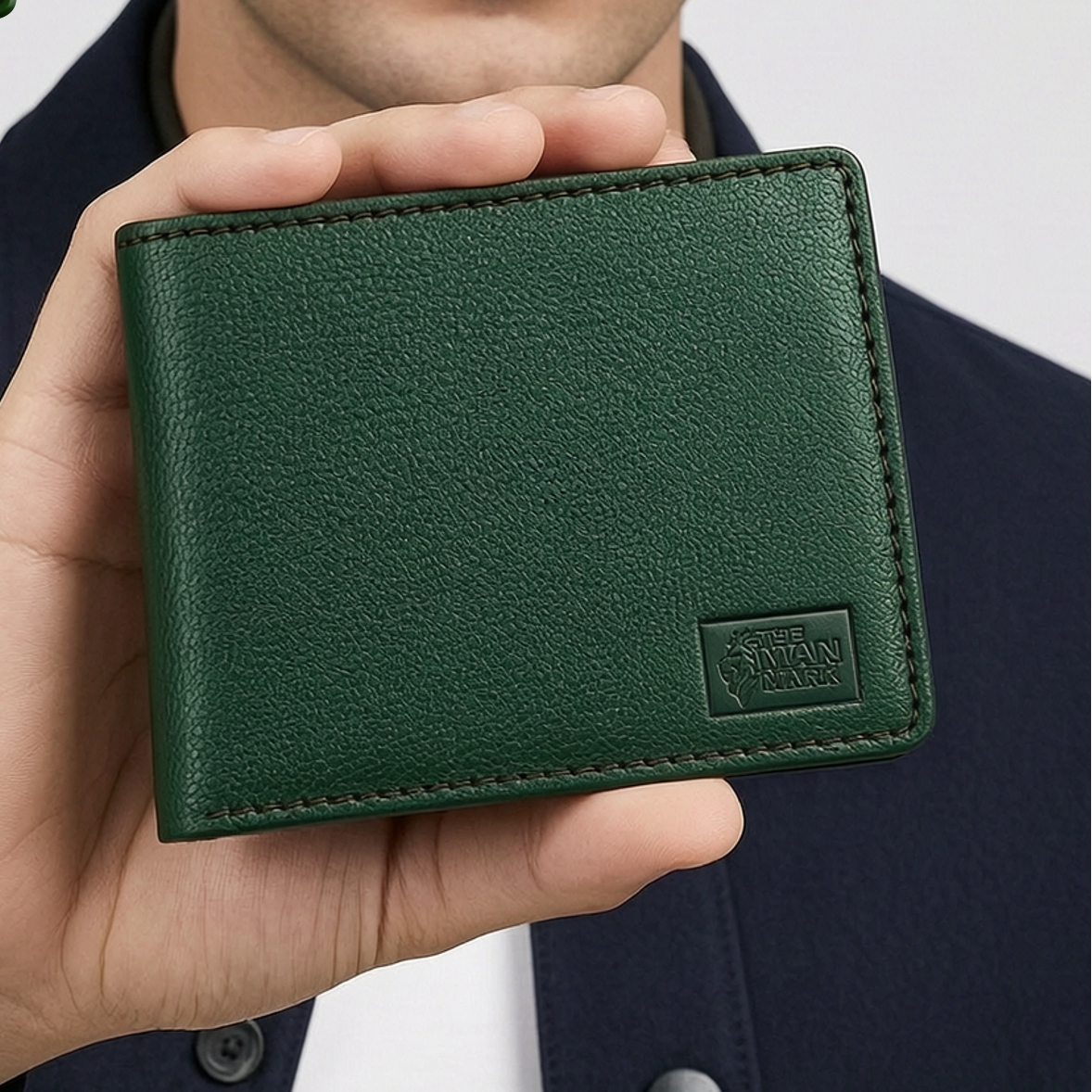 Green Executive Mark  Premium Leather Wallet - 7 Card Slots, 2 Currency Pockets, RFID Protection - Perfect Gift for Birthday, Valentine's Day, Father's Day, Brother's Day, Anniversary, Rakhi, Diwali etc