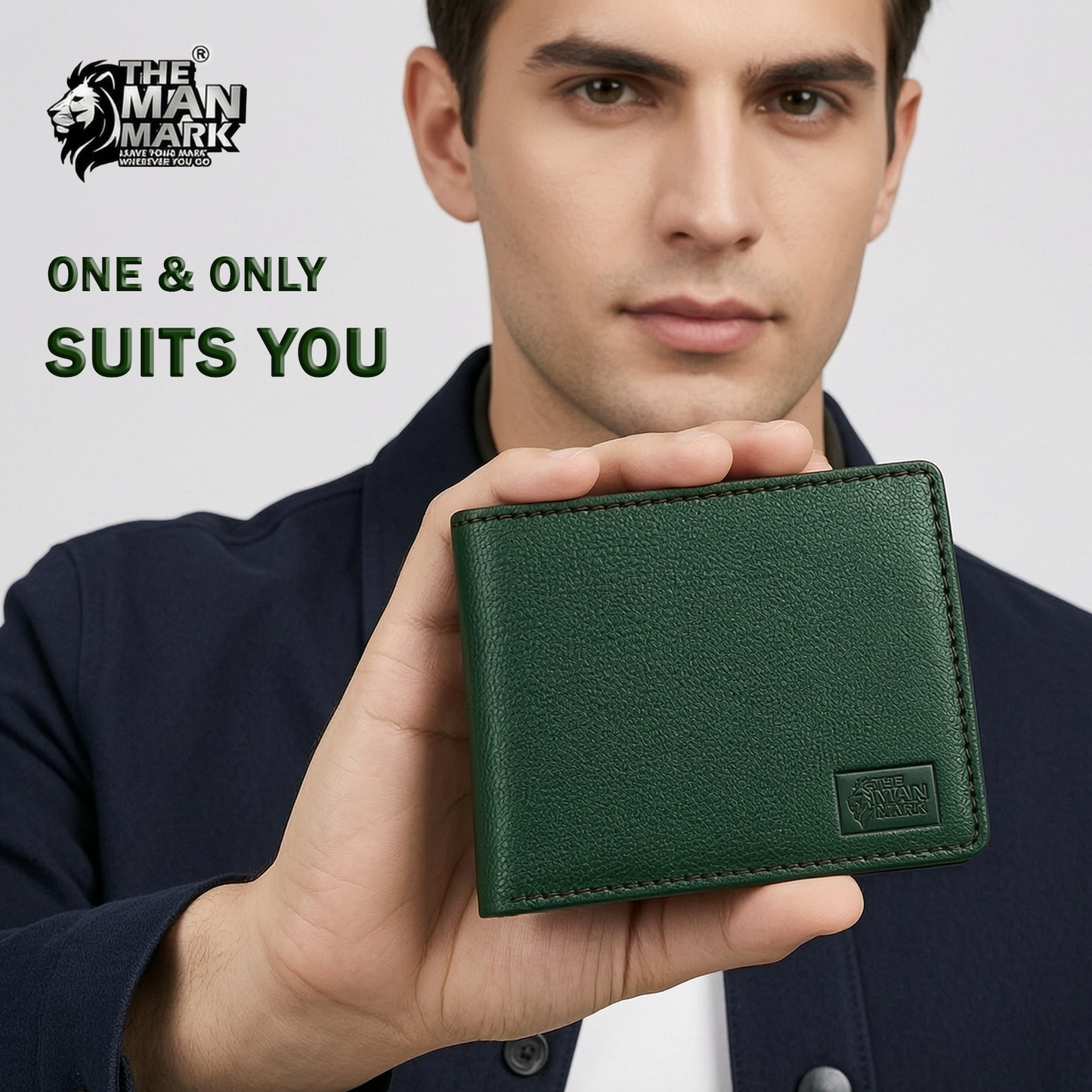 Green Executive Mark  Premium Leather Wallet - 7 Card Slots, 2 Currency Pockets, RFID Protection - Perfect Gift for Birthday, Valentine's Day, Father's Day, Brother's Day, Anniversary, Rakhi, Diwali etc